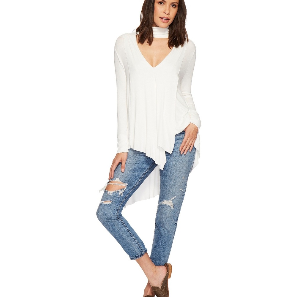 FREE PEOPLE Ivory Uptown Turtle Neck Tunic Blouse